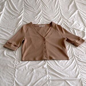 Avec Les Filles Ribbed Cropped Top Size Medium